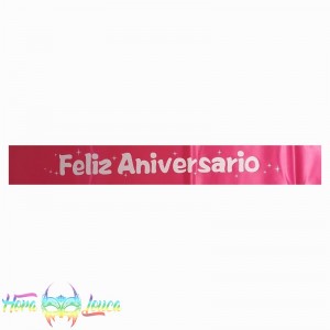 Fita de Cetim "Feliz Aniversário Rosa"